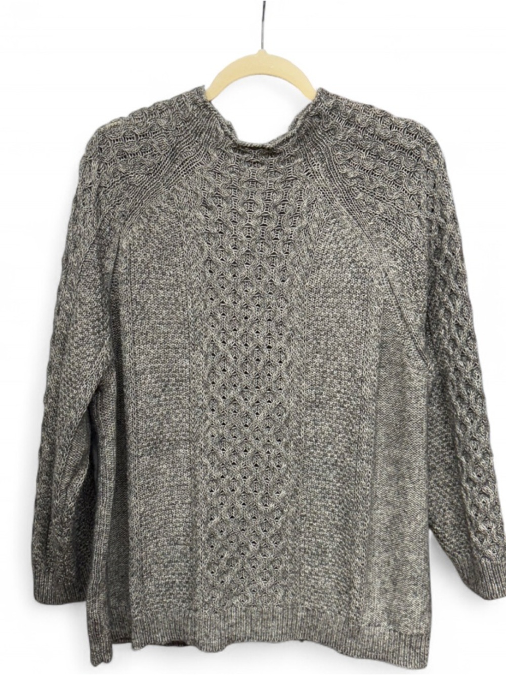 Coldwater Creek 2X Marled Grey Cable Knit Mock Neck Sweater Cotton Blend Plus - Picture 7 of 7